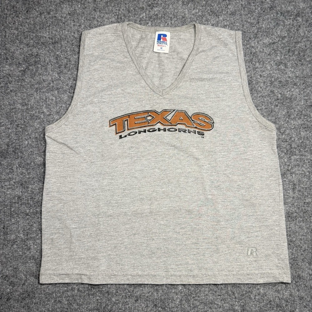 Vintage Russell Athletic women's Texas Longhorns sleeveless top in gray Size M - Picture 1 of 6